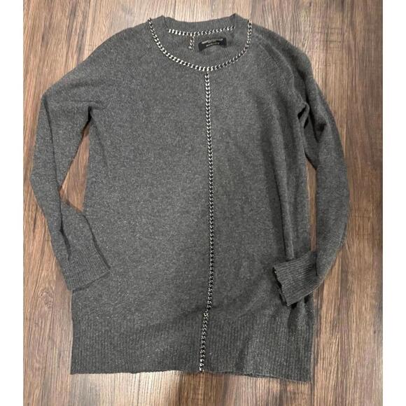 Allsaints Wool/Cashmere Chain Jumper Sweater Tunic Charcoal gray sz US6 - Picture 1 of 6